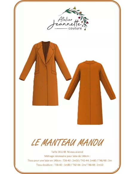 Patron de couture Manteau Manou - Créez votre propre manteau