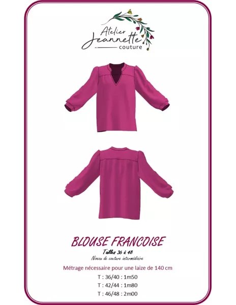 Patron de couture Blouse Françoise - Créez votre propre manteau