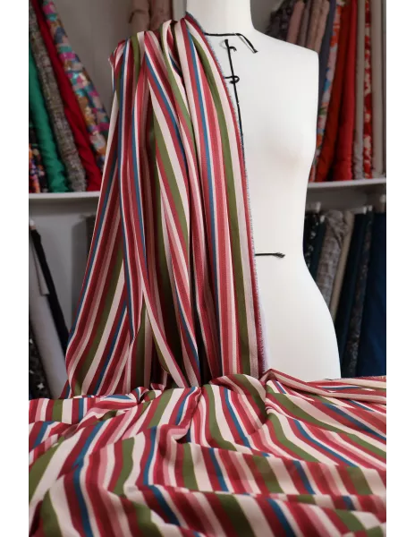 Tissu Crêpe de polyester - Rayures verticales multicolore