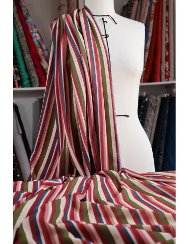 Tissu Crêpe de polyester - Rayures verticales multicolore