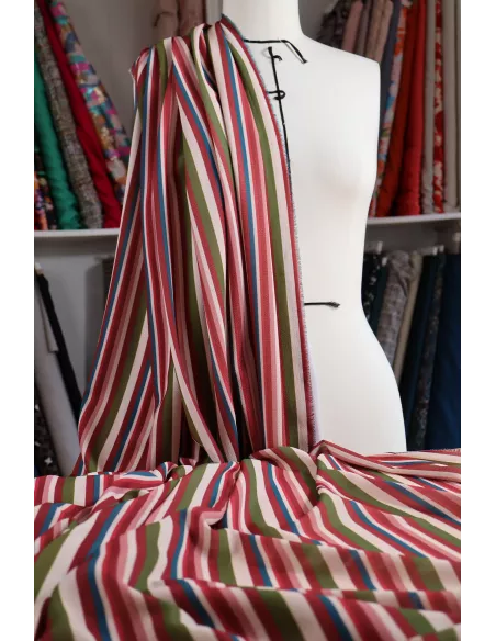 Tissu Crêpe de polyester - Rayures verticales multicolore