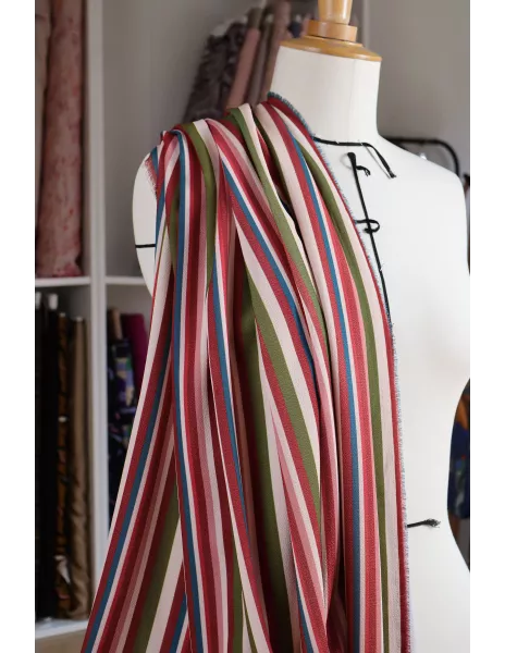 Tissu Crêpe de polyester - Rayures verticales multicolore 2