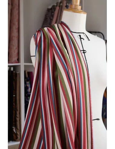 Tissu Crêpe de polyester - Rayures verticales multicolore