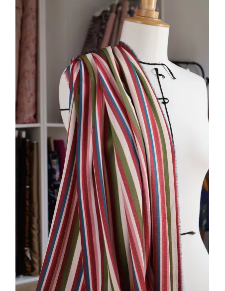 Tissu Crêpe de polyester - Rayures verticales multicolore