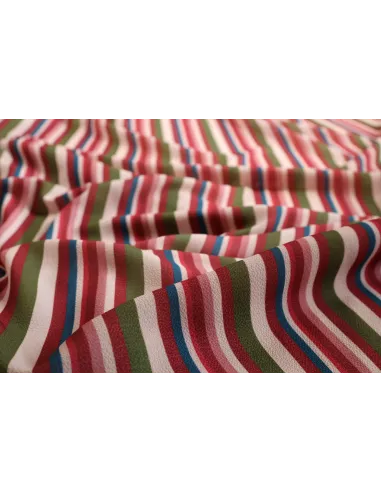 Tissu Crêpe de polyester - Rayures verticales multicolore