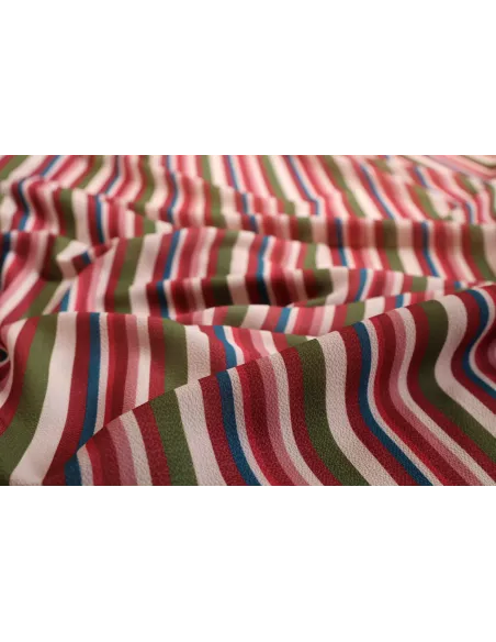 Tissu Crêpe de polyester - Rayures verticales multicolore