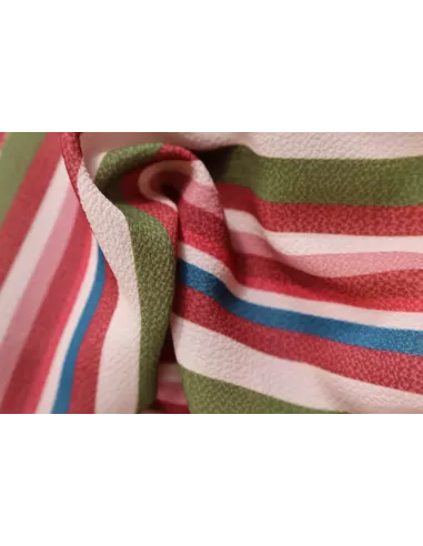 Tissu Crêpe de polyester - Rayures verticales multicolore