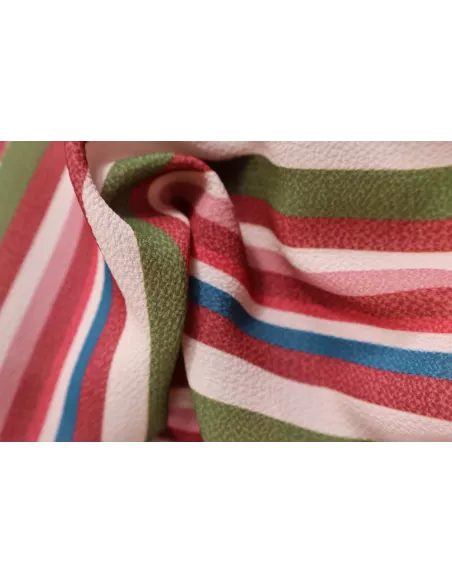 Tissu Crêpe de polyester - Rayures verticales multicolore