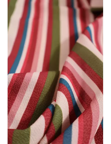 Tissu Crêpe de polyester - Rayures verticales multicolore