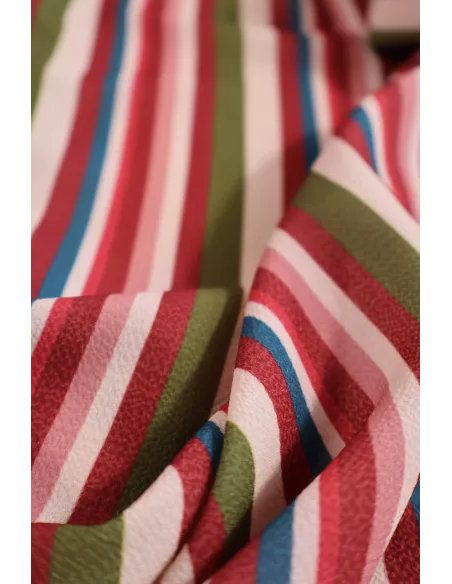 Tissu Crêpe de polyester - Rayures verticales multicolore