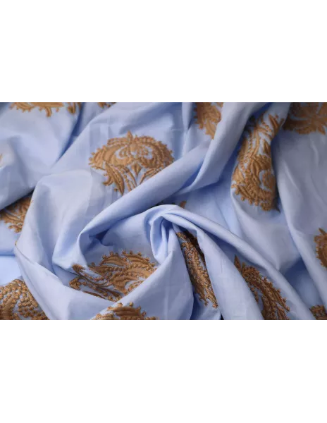 Tissu voile de coton brodé inspiration caftan marocain