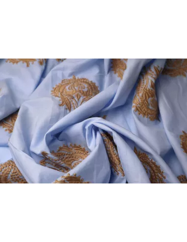 Tissu voile de coton brodé inspiration caftan marocain