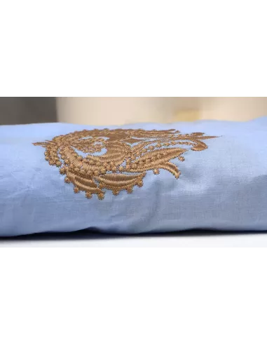 Tissu voile de coton brodé inspiration caftan marocain
