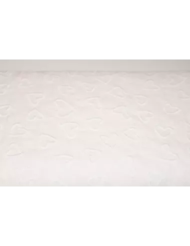 Tissu coton brodé de cœurs blancs