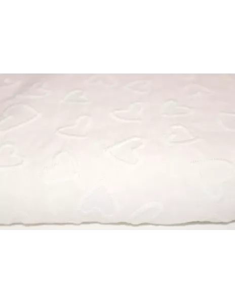 Tissu coton brodé de cœurs blancs 2