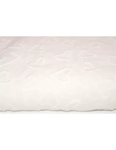 Tissu coton brodé de cœurs blancs