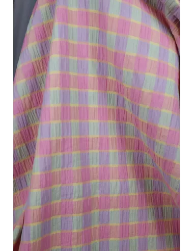 Tissu mélange polyester/coton - carreaux pastels