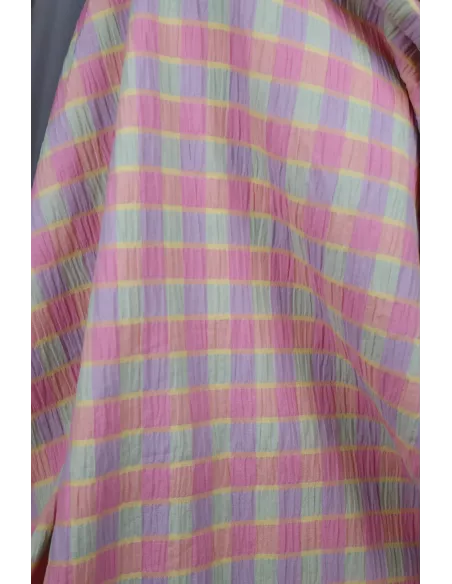 Tissu mélange polyester/coton - carreaux pastels