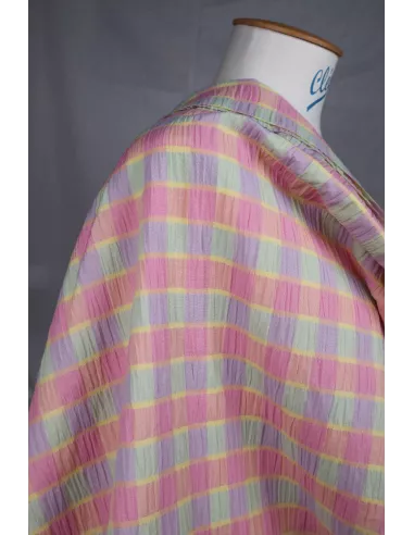 Tissu mélange polyester/coton - carreaux pastels