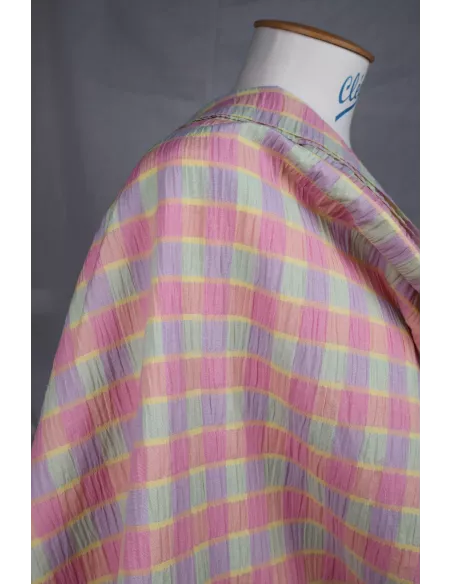 Tissu mélange polyester/coton - carreaux pastels