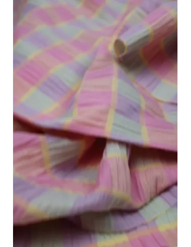 Tissu mélange polyester/coton - carreaux pastels
