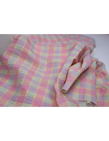 Tissu mélange polyester/coton - carreaux pastels