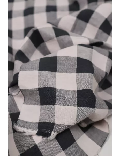Tissu Tissu seersucker vichy grand carreaux noir/écru 2