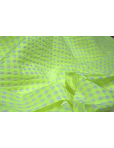 Tissu Tissu seersucker - vichy fluo jaune sur fond écru