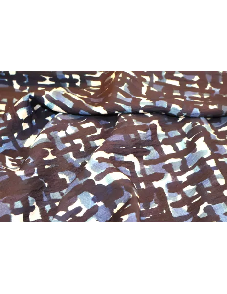 Tissu Tissu viscose / nylon gaufré imprimé nuances de bleu