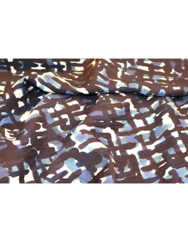 Tissu Tissu viscose / nylon gaufré imprimé nuances de bleu