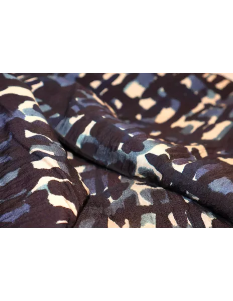Tissu Tissu viscose / nylon gaufré imprimé nuances de bleu 2