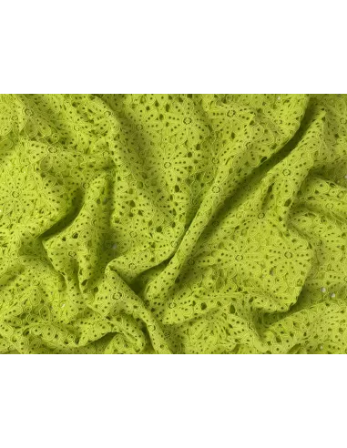 Tissu Guipure fleurie - vert acidulé