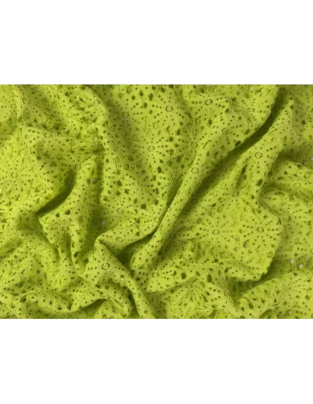 Tissu Guipure fleurie - vert acidulé