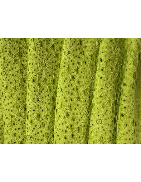 Tissu Guipure fleurie - vert acidulé