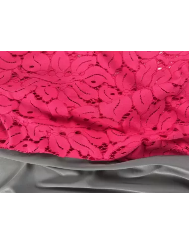 Tissu Guipure rose fuschia - motifs végétal