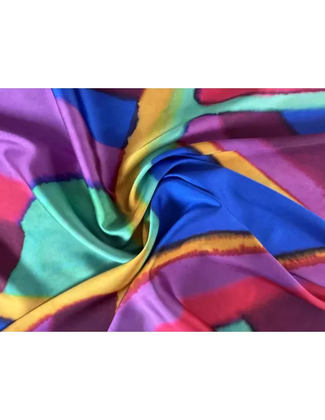 Tissu polyester imprimé géométrique multicolore