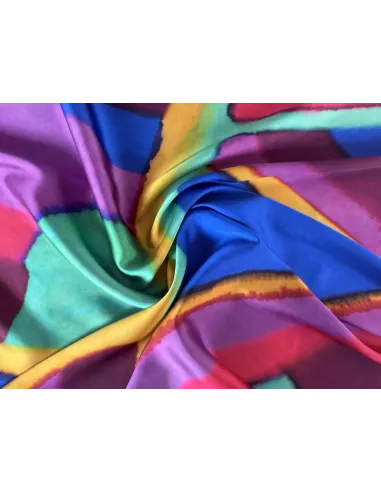Tissu polyester imprimé géométrique multicolore