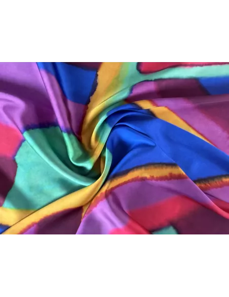 Tissu polyester imprimé géométrique multicolore