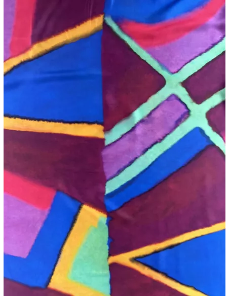 Tissu polyester imprimé géométrique multicolore