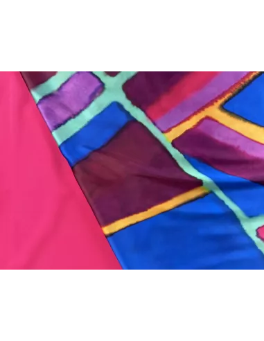 Tissu polyester imprimé géométrique multicolore