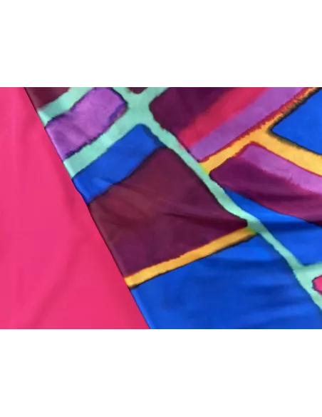 Tissu polyester imprimé géométrique multicolore
