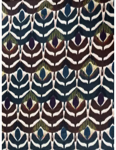 Tissu viscose - inspiration plumes de paon -
