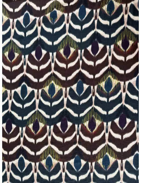 Tissu viscose - inspiration plumes de paon -