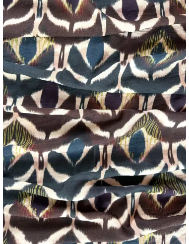 Tissu viscose - inspiration plumes de paon -