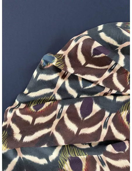 Tissu viscose - inspiration plumes de paon -
