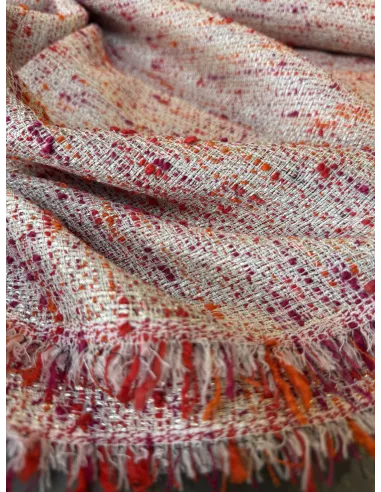 Tissu Tweed style Chane - Orange corail