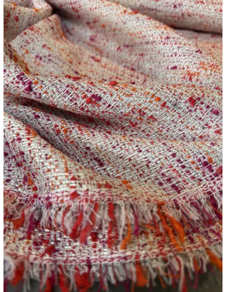 Tissu Tweed style Chane - Orange corail