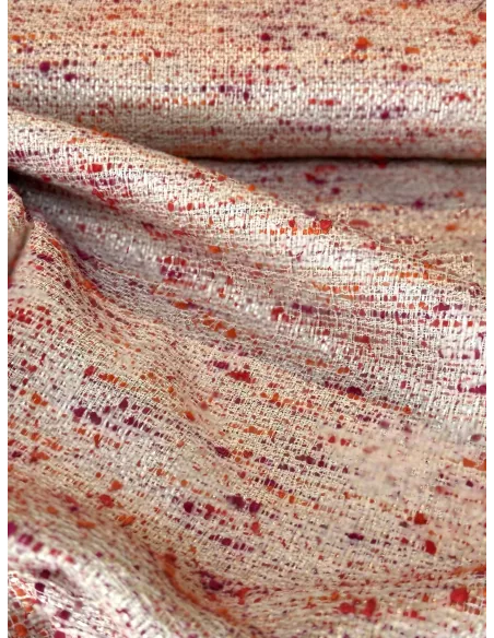 Tissu Tweed style Chane - Orange corail